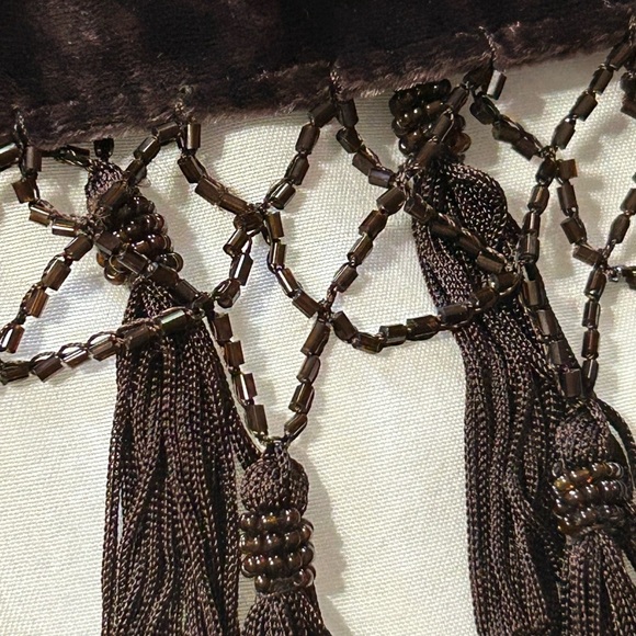 Chelsey by Joseph Burnout Velvet Beaded Tassels Scarf - Picture 2 of 5